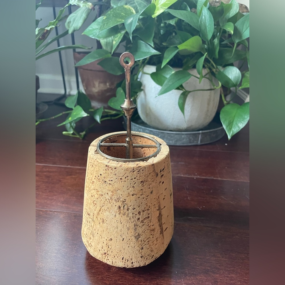 Cork and brass pen and pencil holder office supplies